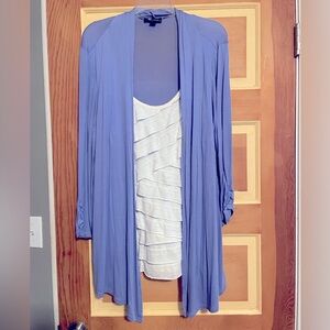 Purple, Lavender 3/4 Sleeve Shirt Top with White Layered Blouse